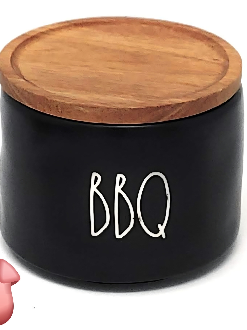 Rae Dunn BBQ Ceramic Food Storage Jar with Wood Lid